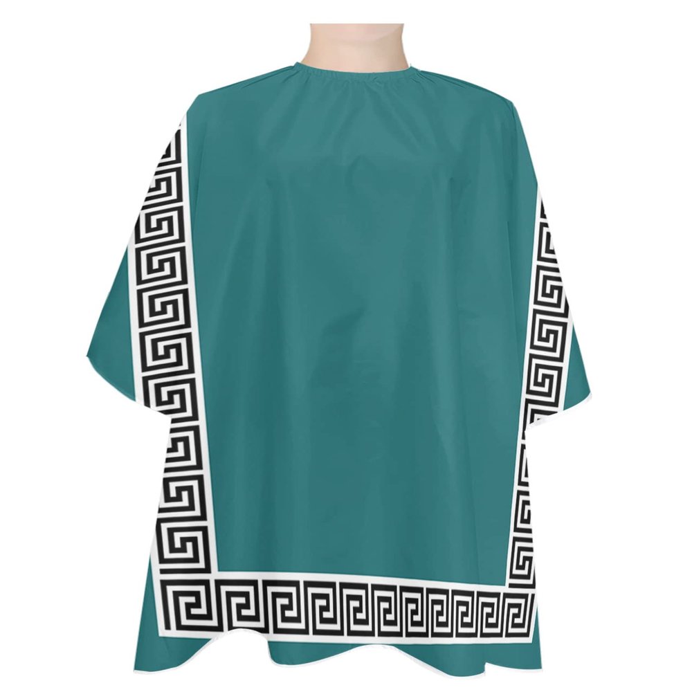 Blue Green Black Barber Cape - Salon Hair Cutting Cape for Women,Men,Kids,Adults,Traditional Blue Black Geometric Tile Pattern Haircut Cape with Elastic Neckline Hairdressing Stylist Cape Gown