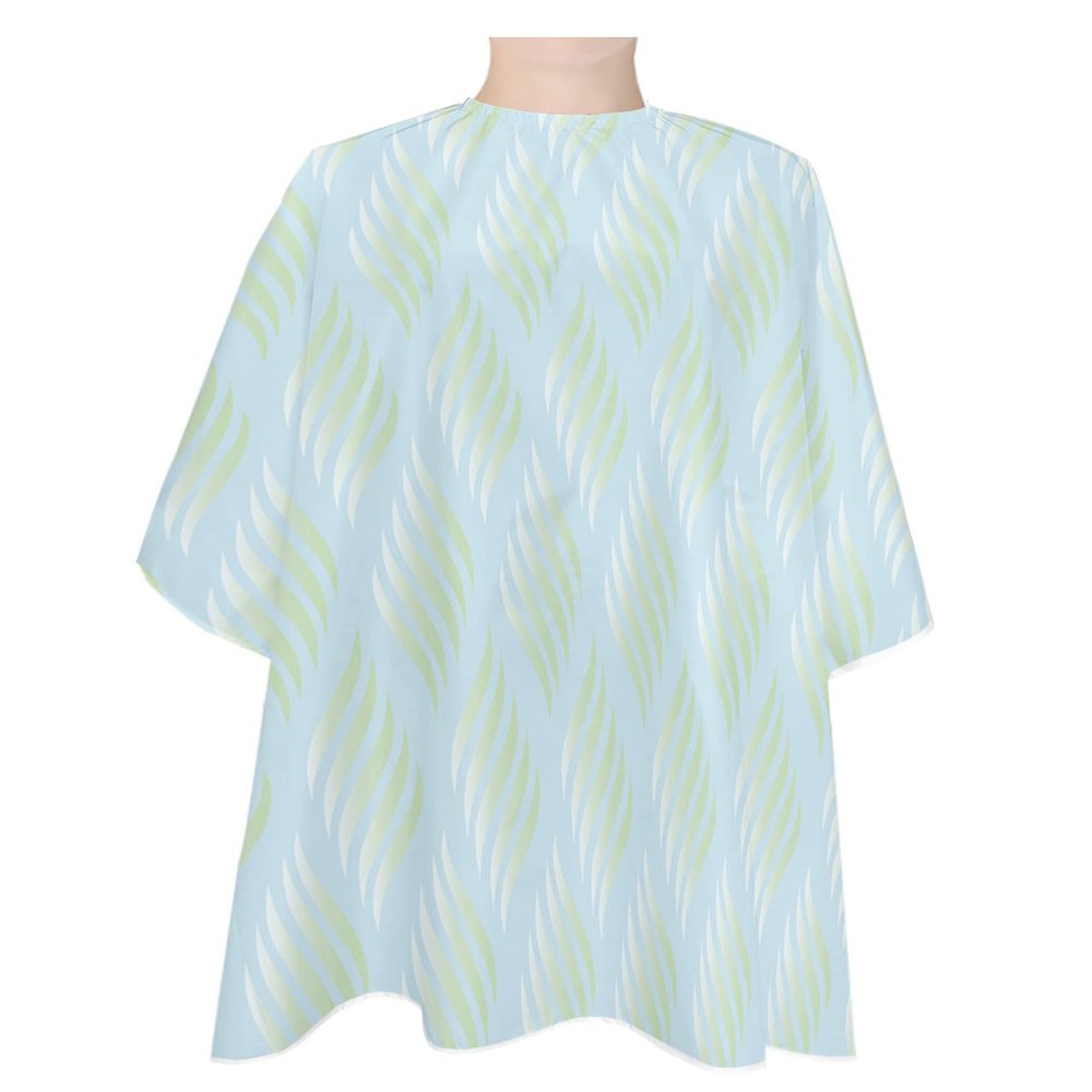 Green Geometric Stripes Barber Cape - Salon Hair Cutting Cape for Women,Men,Kids,Adults,Blue Modern Abstract Minimalistic Art Haircut Cape with Elastic Neckline Hairdressing Stylist Cape Gown