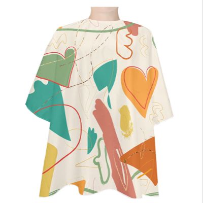 Abstract Barber Cape - Salon Hair Cutting Cape for Women,Men,Kids,Adults,Cartoon Educational Creative Doodles Art Haircut Cape with Elastic Neckline Hairdressing Stylist Cape Gown Accessories