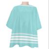 Aqua Geometric Barber Cape - Salon Hair Cutting Cape for Women,Men,Kids,Adults,Modern Abstract Farmhouse White Stripes Haircut Cape with Elastic Neckline Hairdressing Stylist Cape Gown Accessories view 1