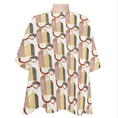 Abstract Geometric Barber Cape - Salon Hair Cutting Cape for Women,Men,Kids,Adults,Modern Middle Century Vintage Multi Haircut Cape with Elastic Neckline Hairdressing Stylist Cape Gown Accessories