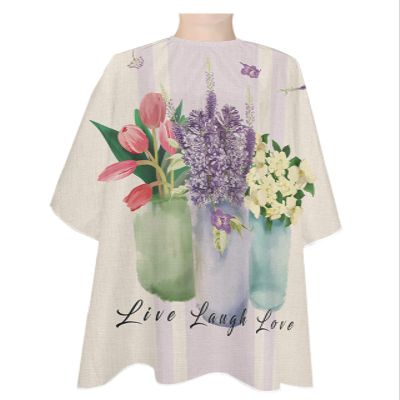 Tulips Lavender Watercolor Barber Cape - Salon Hair Cutting Cape for Women,Men,Kids,Adults,Summer Spring Country Jasmine Haircut Cape with Elastic Neckline Hairdressing Stylist Cape Gown Accessories