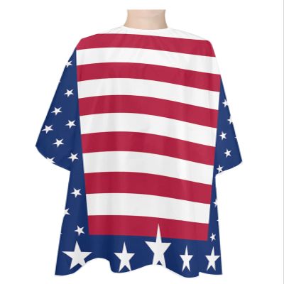 4th-of-July Barber Cape - Salon Hair Cutting Cape for Women,Men,Kids,Adults,Independence Day Red Blue Star Stripes Haircut Cape with Elastic Neckline Hairdressing Stylist Cape Gown Accessories