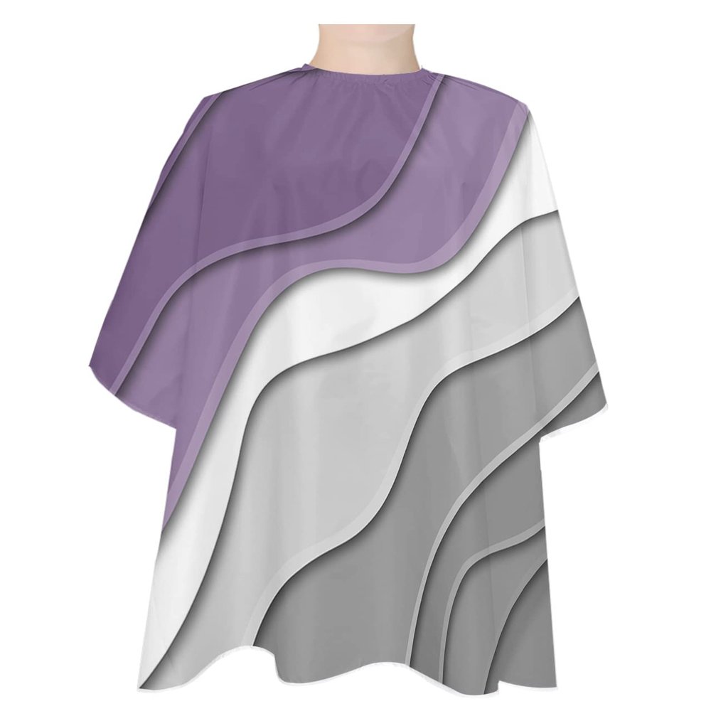 Ombre Purple Barber Cape - Salon Hair Cutting Cape for Women,Men,Kids,Adults,Abstract Geometric Grey Modern White Haircut Cape with Elastic Neckline Hairdressing Stylist Cape Gown Accessories