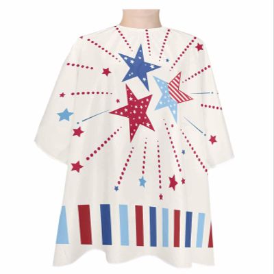 4th-of-July Barber Cape - Salon Hair Cutting Cape for Women,Men,Kids,Adults,Summer Red Blue Independence Day Star Haircut Cape with Elastic Neckline Hairdressing Stylist Cape Gown Accessories