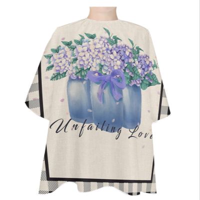 Flower Black Plaid Barber Cape - Salon Hair Cutting Cape for Women,Men,Kids,Adults,Rustic Hydrangea Florals Vase Haircut Cape with Elastic Neckline Hairdressing Stylist Cape Gown Accessories