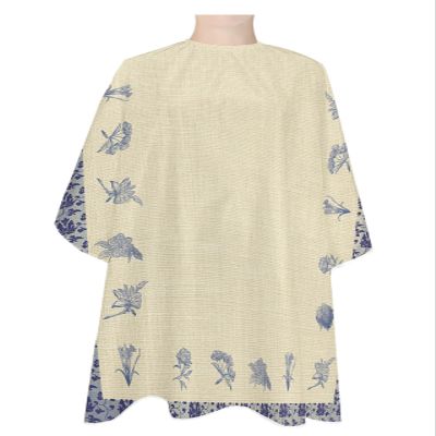 Retro Flower Barber Cape - Salon Hair Cutting Cape for Women, Men, Kids, Adults, Burlap Porcelain Floral Haircut Cape with Adjustable Elastic Neckline Hairdressing Stylist Cape Gown Accessories