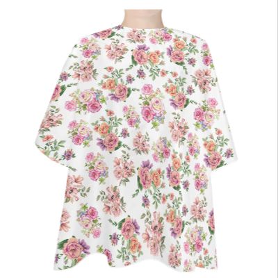 Colorful Flowers Barber Cape - Salon Hair Cutting Cape for Women,Men,Kids,Adults,Watercolor Flower Retro Leaves Plant Haircut Cape with Elastic Neckline Hairdressing Stylist Cape Gown Accessories
