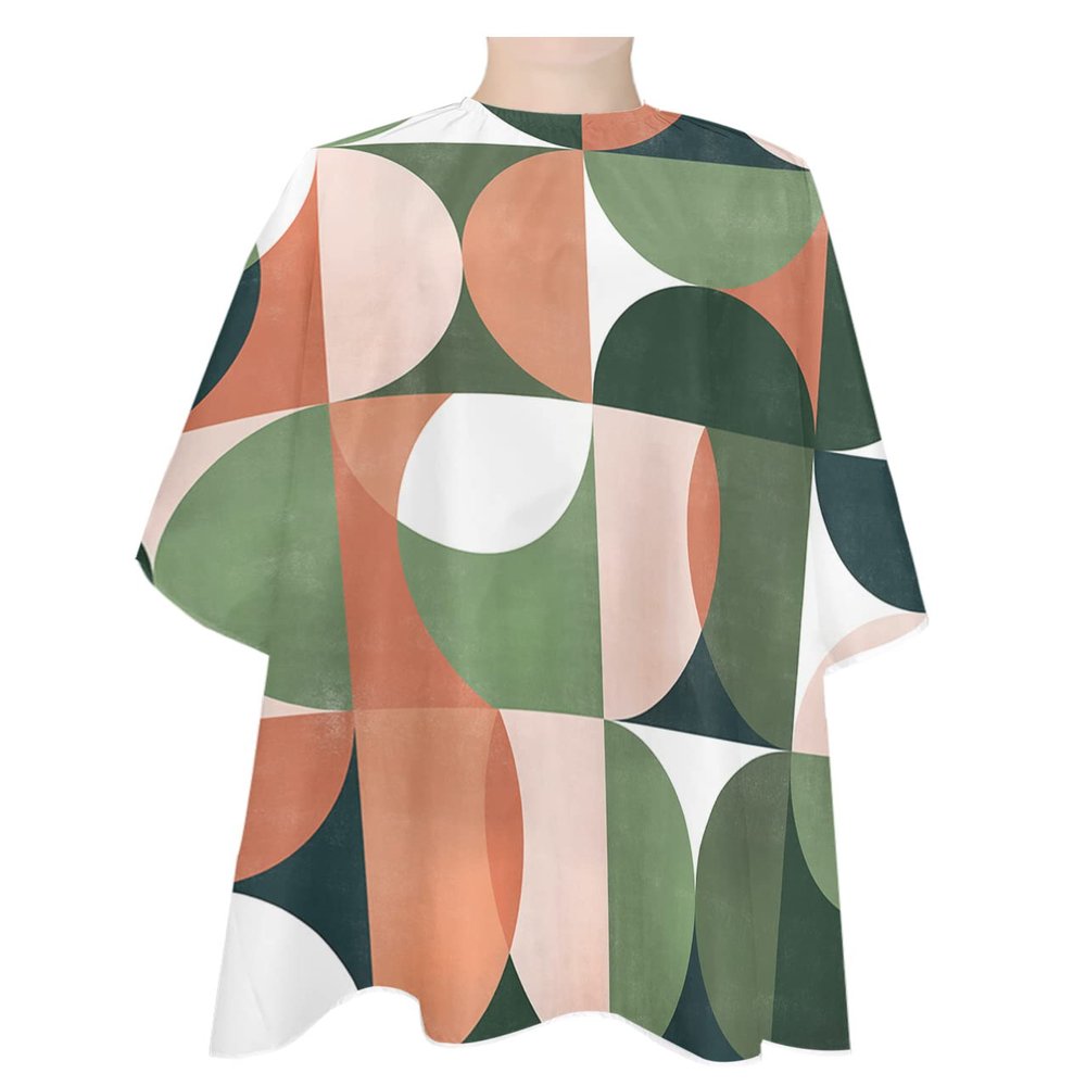 Abstract Geometric Barber Cape - Salon Hair Cutting Cape for Women,Men,Kids,Adults,Chic Multi Middle Century Aesthetics Haircut Cape with Elastic Neckline Hairdressing Stylist Cape Gown Accessories