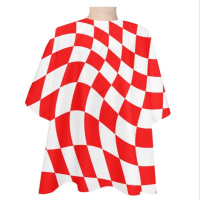 Red Checkered Barber Cape - Salon Hair Cutting Cape for Women, Men, Kids, Adults, Modern Abstract Dizz Lattice Haircut Cape with Adjustable Elastic Neckline Hairdressing Stylist Cape Gown Accessories