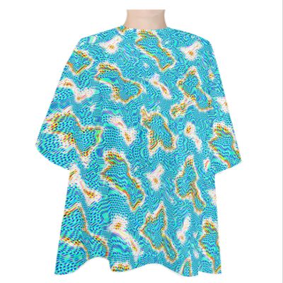 Abstract Dots Barber Cape - Salon Hair Cutting Cape for Women,Men,Kids,Adults,Gradient Blue Yellow Modern Dizziness Lines Haircut Cape with Elastic Neckline Hairdressing Stylist Cape Gown Accessories