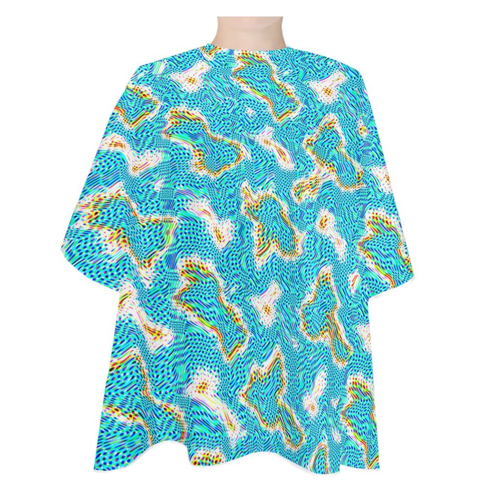 Abstract Dots Barber Cape - Salon Hair Cutting Cape for Women,Men,Kids,Adults,Gradient Blue Yellow Modern Dizziness Lines Haircut Cape with Elastic Neckline Hairdressing Stylist Cape Gown Accessories