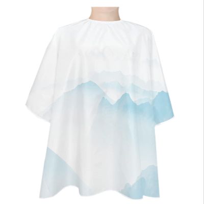 Blue White Mountains Barber Cape - Salon Hair Cutting Cape for Women,Men,Kids,Adults,Aesthetics Casual Classic Natural Landscape Haircut Cape with Elastic Neckline Hairdressing Stylist Cape Gown