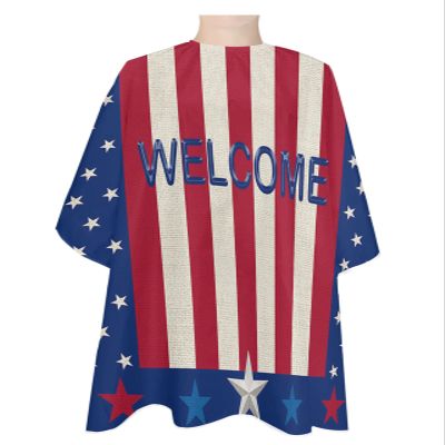 Patriot Summer Holiday Barber Cape - Salon Hair Cutting Cape for Women,Men,Kids,Adults,Welcome Independence Day Haircut Cape with Adjustable Elastic Neckline Hairdressing Stylist Cape Gown Accessories
