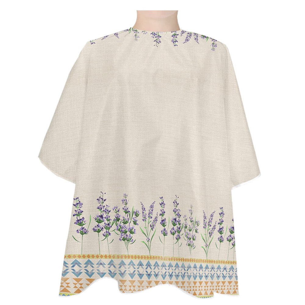 Boho Lavender Barber Cape - Salon Hair Cutting Cape for Women,Men,Kids,Adults,Retro Purple Flower Geometric Blue Orange Haircut Cape with Elastic Neckline Hairdressing Stylist Cape Gown Accessories