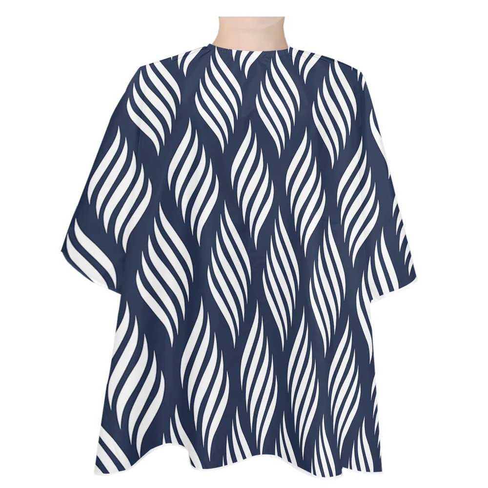 Abstract Navy Blue Barber Cape - Salon Hair Cutting Cape for Women,Men,Kids,Adults,Modern Minimalistic Geometric Stripes Haircut Cape with Elastic Neckline Hairdressing Stylist Cape Gown Accessories