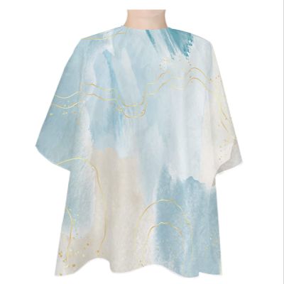 Gradient Marble Barber Cape - Salon Hair Cutting Cape for Women,Men,Kids,Adults,Modern Ombre Teal Turquoise Gold Haircut Cape with Elastic Neckline Hairdressing Stylist Cape Gown Accessories