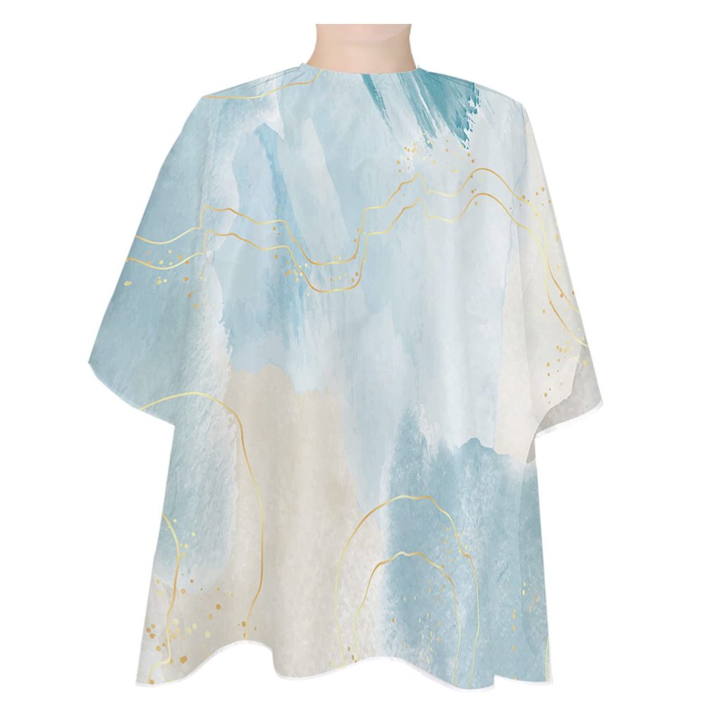 Gradient Marble Barber Cape - Salon Hair Cutting Cape for Women,Men,Kids,Adults,Modern Ombre Teal Turquoise Gold Haircut Cape with Elastic Neckline Hairdressing Stylist Cape Gown Accessories