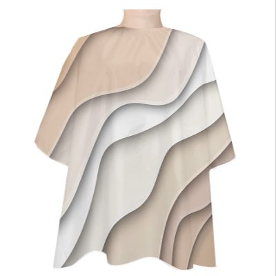 Abstract Ocean Seawaves Barber Cape - Salon Hair Cutting Cape for Women,Men,Kids,Adults,Modern Ombre Brown White Geometric Color Art Haircut Cape with Elastic Neckline Hairdressing Stylist Cape Gown