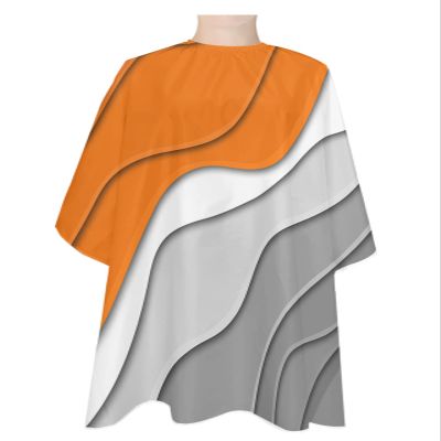 Ombre Orange Grey Barber Cape - Salon Hair Cutting Cape for Women,Men,Kids,Adults,Abstract Geometric White Modern Colored Haircut Cape with Elastic Neckline Hairdressing Stylist Cape Gown Accessories