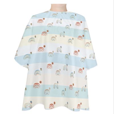 Cartoon Rainbows Barber Cape - Salon Hair Cutting Cape for Women,Men,Kids,Adults,Cute Funny Blue Geometric White Stripes Haircut Cape with Elastic Neckline Hairdressing Stylist Cape Gown Accessories