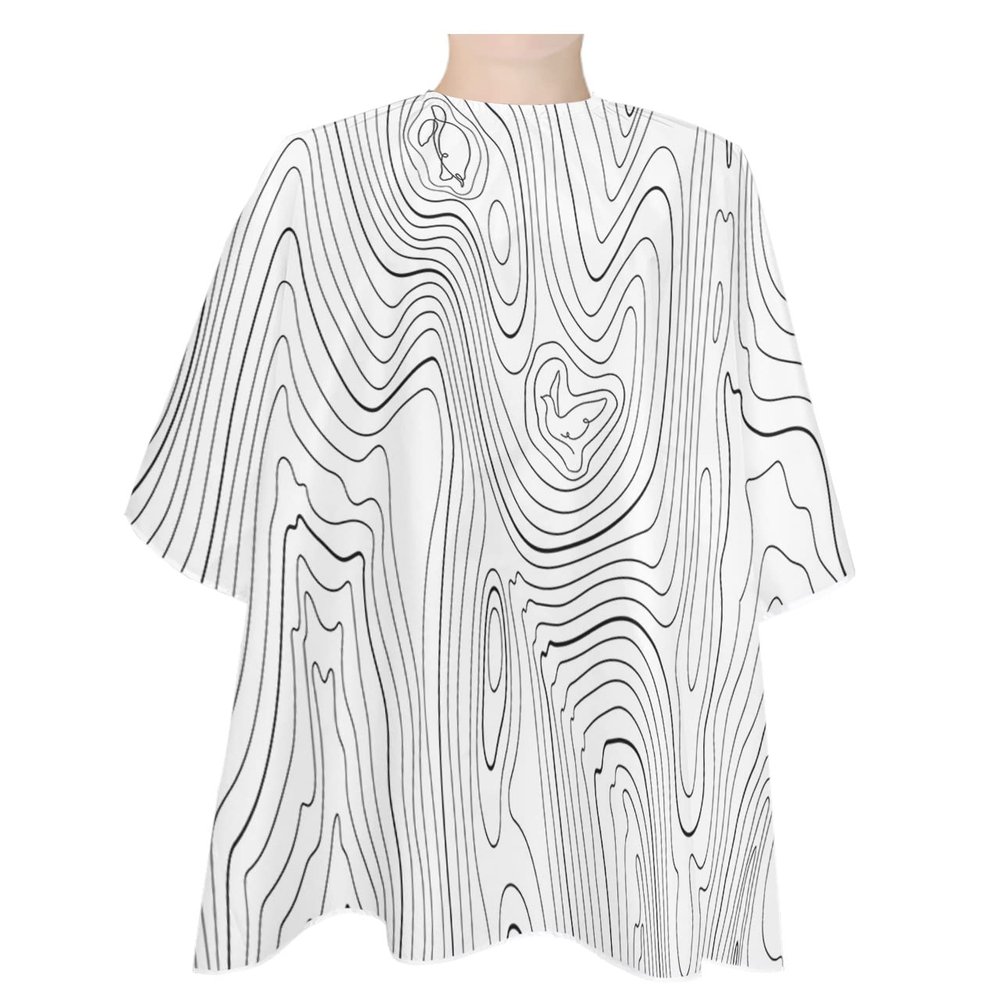 Geometric Barber Cape - Salon Hair Cutting Cape for Women,Men,Kids,Adults,Modern Abstarct Stripes Mountain Line Art Haircut Cape with Elastic Neckline Hairdressing Stylist Cape Gown Accessories