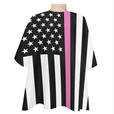 America Pink Black Flag Barber Cape - Salon Hair Cutting Cape for Women, Men, Kids, Adults, Country White Stars Haircut Cape with Adjustable Elastic Neckline Hairdressing Stylist Cape Gown Accessories