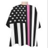 America Pink Black Flag Barber Cape - Salon Hair Cutting Cape for Women, Men, Kids, Adults, Country White Stars Haircut Cape with Adjustable Elastic Neckline Hairdressing Stylist Cape Gown Accessories view 1