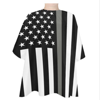 Country White Stars Barber Cape - Salon Hair Cutting Cape for Women,Men,Kids,Adults,Silver Grey Black Correctional Officer Flag Haircut Cape with Elastic Neckline Hairdressing Stylist Cape Gown