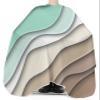 Abstract Modern Geometric Brown Art Barber Cape - Salon Hair Cutting Cape for Women,Men,Kids,Adults,Ombre Green White Ocean Seawaves,Haircut Cape with Elastic Neckline Hairdressing Stylist Cape Gown view 3
