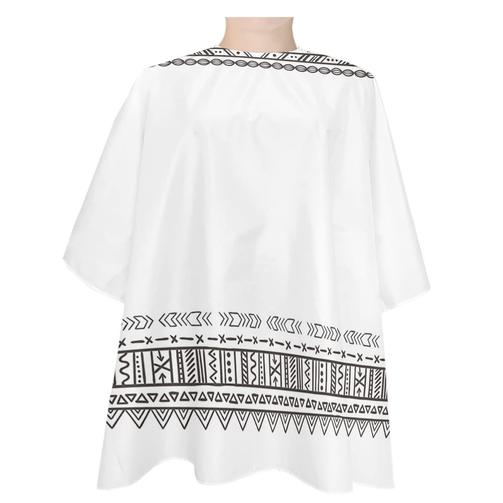 Bohemian Barber Cape - Salon Hair Cutting Cape for Women,Men,Kids,Adults,Ethnic Black Geometric Tribal Unique Chic Boho Haircut Cape with Elastic Neckline Hairdressing Stylist Cape Gown Accessories