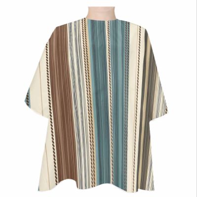 Teal Blue Green Striped Boho Barber Cape-Salon Hair Cutting Cape for Women,Men,Kids,Adults,Antique Southwestern Native Pattern Tribal Haircut Cape with Elastic Neckline Hairdressing Stylist Cape Gown