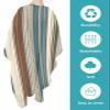 Teal Blue Green Striped Boho Barber Cape-Salon Hair Cutting Cape for Women,Men,Kids,Adults,Antique Southwestern Native Pattern Tribal Haircut Cape with Elastic Neckline Hairdressing Stylist Cape Gown view 2