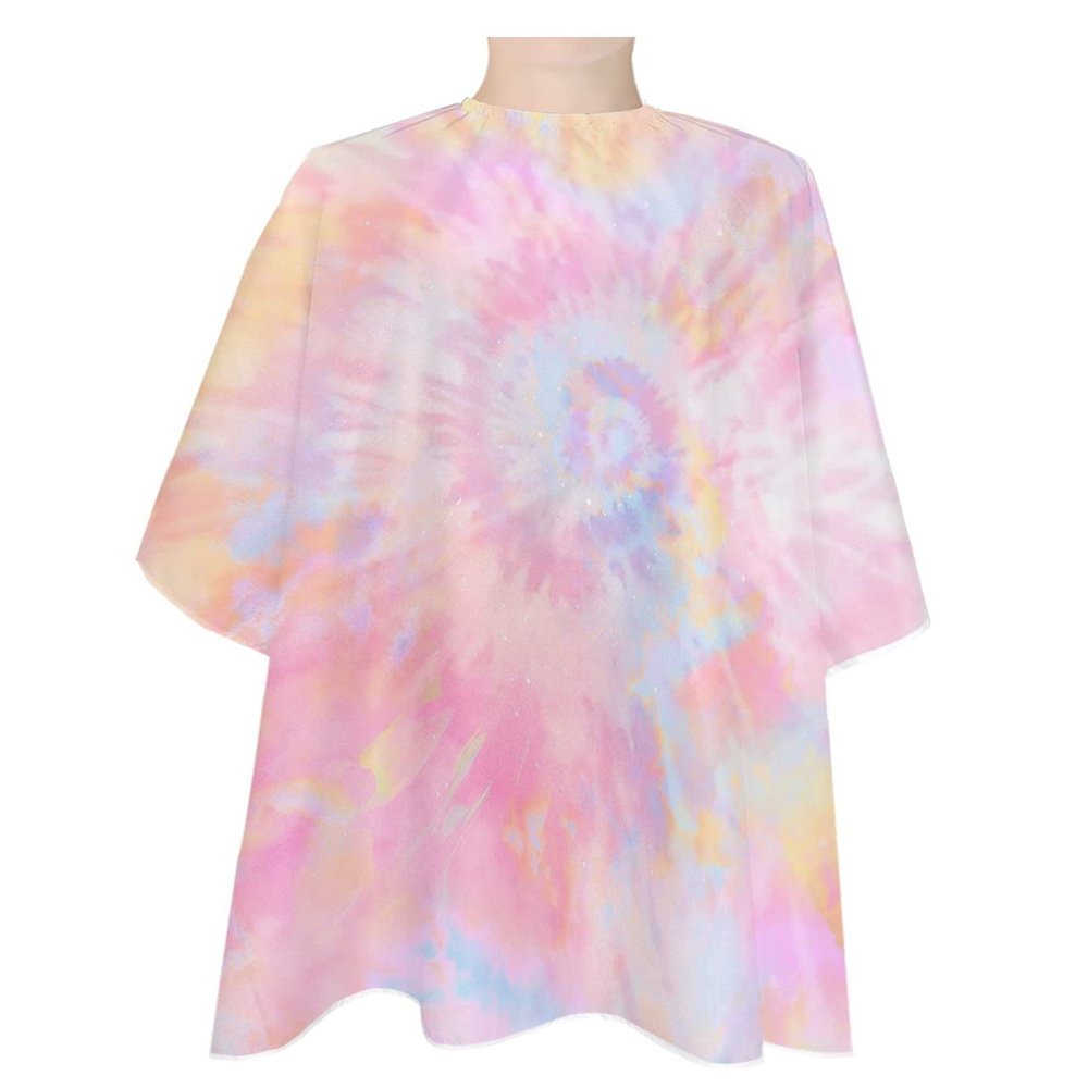 Colorful Tie-Dye Barber Cape - Salon Hair Cutting Cape for Women,Men,Kids,Adults,Ombre Rainbow Gradient Swirl Aesthetic Art Haircut Cape with Elastic Neckline Hairdressing Stylist Cape Gown