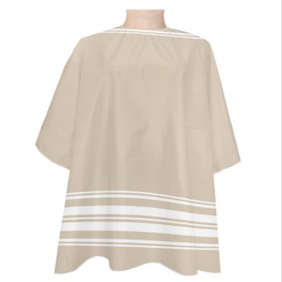 Country Rustic Stripes Barber Cape - Salon Hair Cutting Cape for Women,Men,Kids,Adults,Khaki White Geometric Line Luxurious Art Haircut Cape with Elastic Neckline Hairdressing Stylist Cape Gown