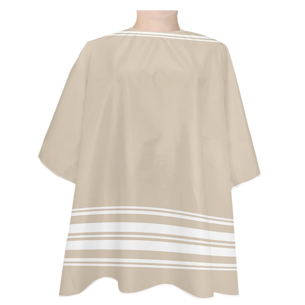 Country Rustic Stripes Barber Cape - Salon Hair Cutting Cape for Women,Men,Kids,Adults,Khaki White Geometric Line Luxurious Art Haircut Cape with Elastic Neckline Hairdressing Stylist Cape Gown