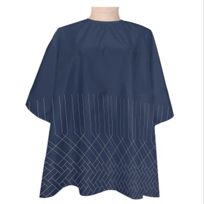 Navy Blue Barber Cape - Salon Hair Cutting Cape for Women,Men,Kids,Adults,Abstract Minimalistic Geometric Stripes Haircut Cape with Elastic Neckline Hairdressing Stylist Cape Gown Accessories