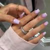 KQueenest Light Purple Square Press on Nails Short, Gel Glue on Nails Press on, Soft Short Fake Nails Set, Pure Stick on Nails for Women, Lilac Acrylic Nails Set for Daily Manicure, 24 Pcs view 2