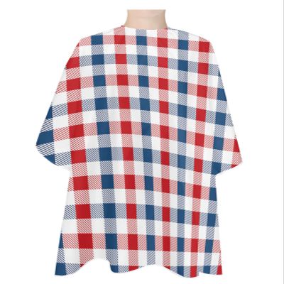 Buffalo Plaid Check Barber Cape - Salon Hair Cutting Cape for Women,Men,Kids,Adults,Red Blue Independence Day Holiday Haircut Cape with Elastic Neckline Hairdressing Stylist Cape Gown Accessories