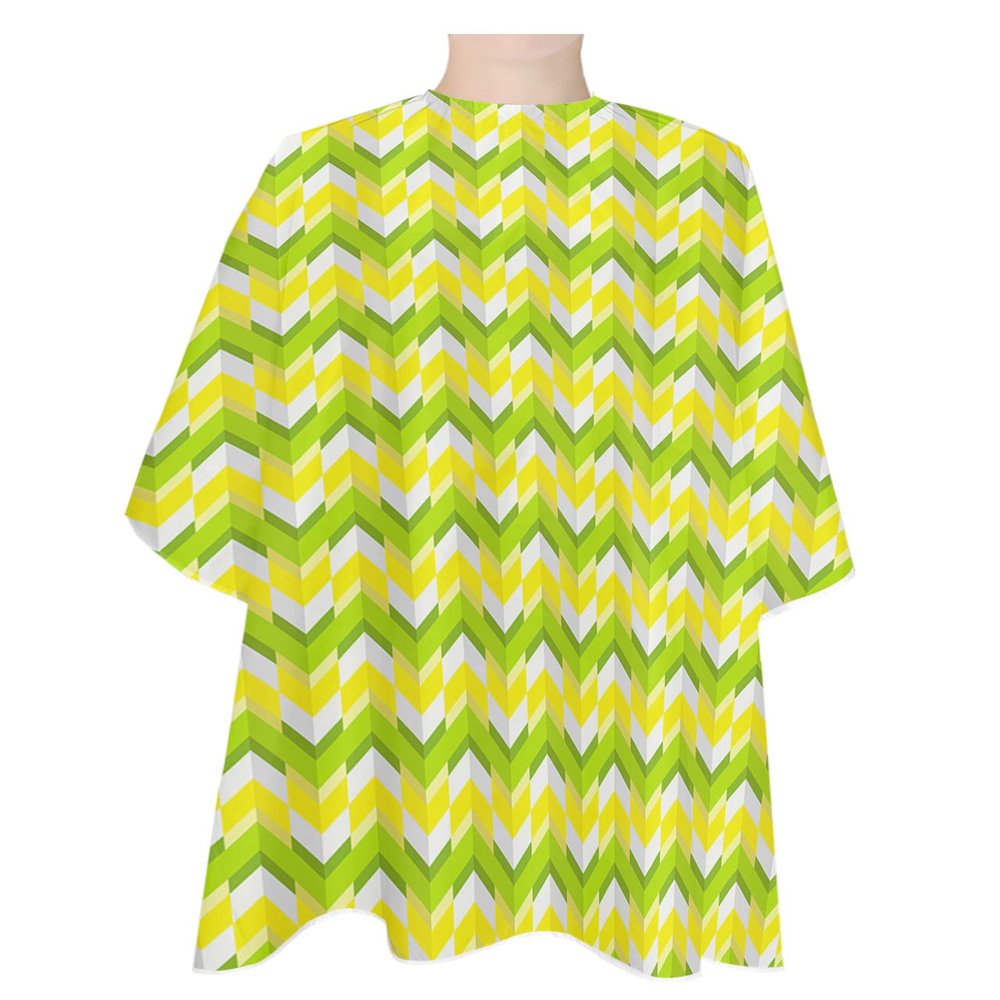 Abstract Modern Barber Cape - Salon Hair Cutting Cape for Women,Men,Kids,Adults,Yellow Green Geometriy Lines Minimalist Art Haircut Cape with Elastic Neckline Hairdressing Stylist Cape Gown