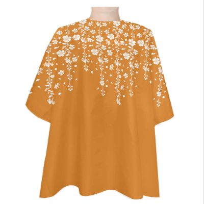Orange Barber Cape - Salon Hair Cutting Cape for Women,Men,Kids,Adults,White Watercolor Leaves Floral Flowers Haircut Cape with Adjustable Elastic Neckline Hairdressing Stylist Cape Gown Accessories
