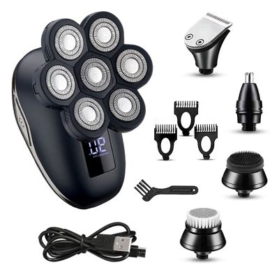 Electric Razor for Men, 5 IN 1 Waterproof 7-blade Shaving Machine Rechargeable Beard Bald Electric Shaver For Men Body Hair Trimmer Grooming Kit Electric Razor