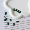 KQueenest Acrylic Press on Nails Short Square Dark Green Nails Set Glazed Fake Nails Press on Acrylic Nails Pure Short Nails Glue on Real Stick on Nails for Women Fall Winter Wear view 3