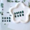 KQueenest Acrylic Press on Nails Short Square Dark Green Nails Set Glazed Fake Nails Press on Acrylic Nails Pure Short Nails Glue on Real Stick on Nails for Women Fall Winter Wear view 4