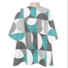 Abstract Aqua Barber Cape - Salon Hair Cutting Cape for Women, Men, Kids, Adults, Modern Grey White Geometric Haircut Cape with Adjustable Elastic Neckline Hairdressing Stylist Cape Gown Accessories view 1