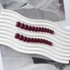 KQueenest Burgundy Red Press on Nails Short Square Nails Set, Dark Color Fake Nails Short, Small Gel Nails Press Ons, Acrylic Glue on Nails for Women New Year Party in 24 Pcs view 4