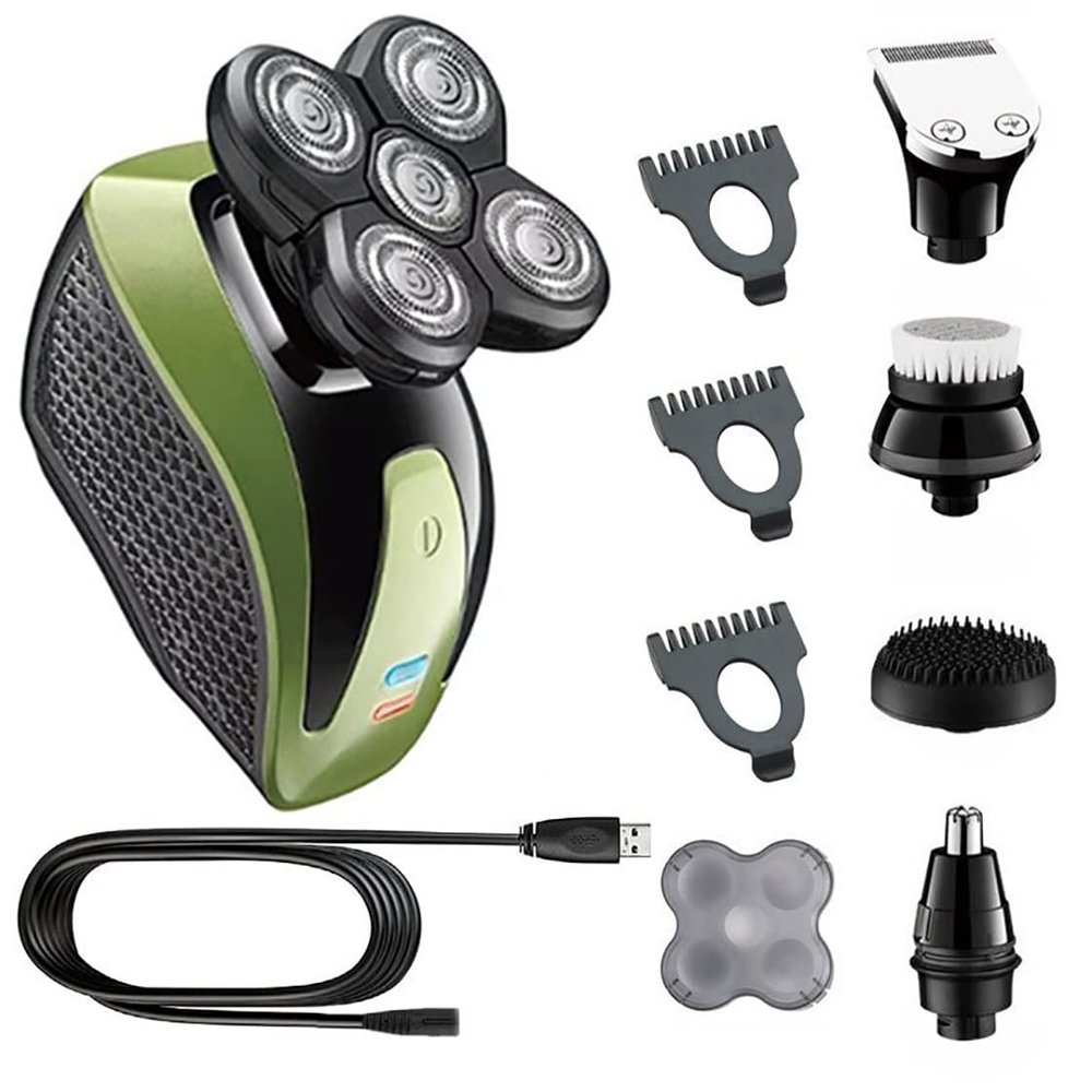Electric Razor for Men, 5 in 1 Washable Professional Bald Shaving Machine for Men Electric Shaver Beard Trimmer Rechargeable Electric Razor Grooming Set