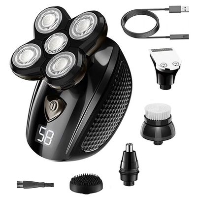 Electric Razor for Men, 5-blade LCD Display Wet Dry Beard Facial Body Electric Shaver Men Hair Electric Razor Bald Shaving Machine Waterproof Kit