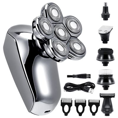 Electric Razor for Men, 6 in 1 Electric Razor Electric Shaver USB Rechargeable Shaving Machine for Men Beard Razor Wet-Dry Dual Use Water Proof Fast Charging