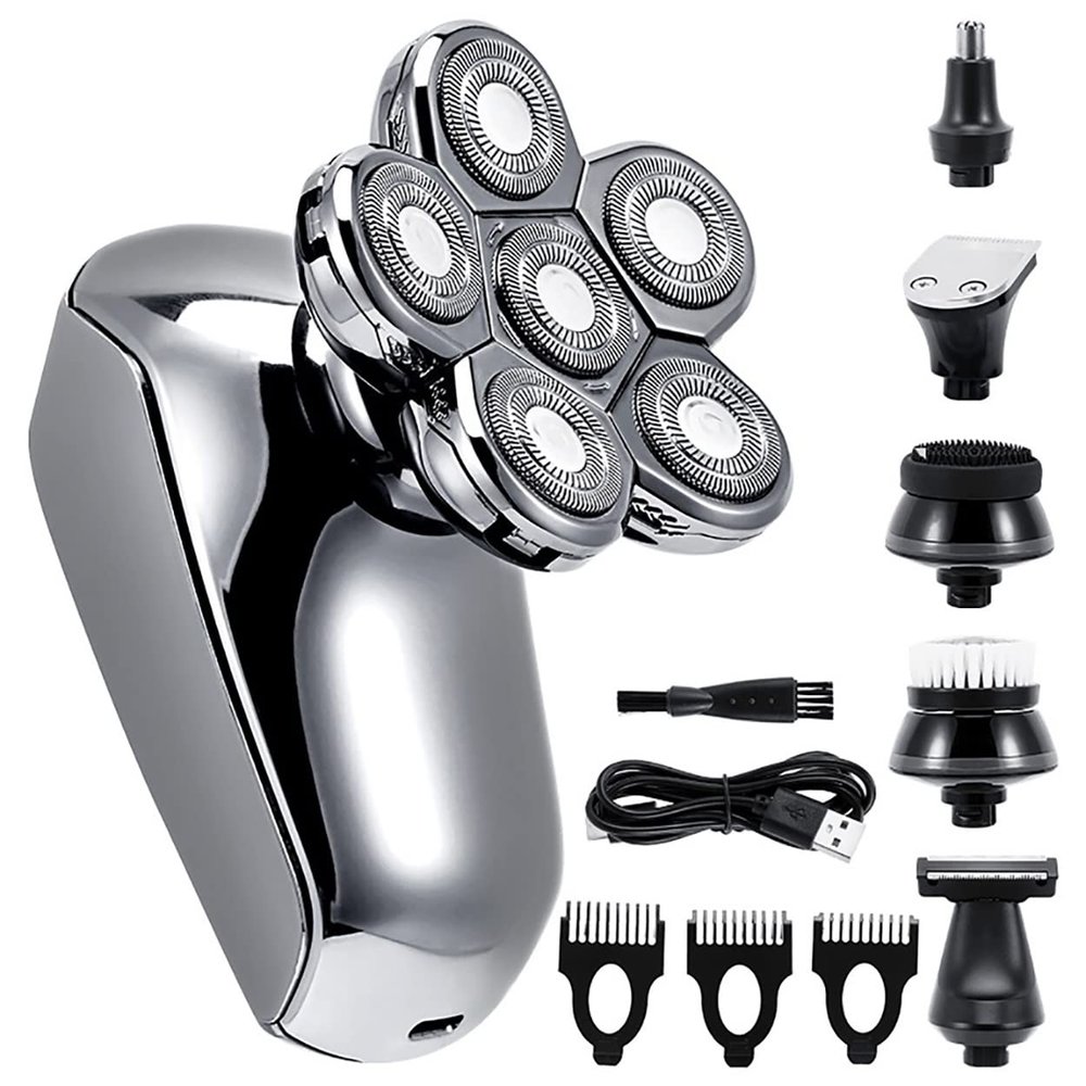 Electric Razor for Men, 6 in 1 Electric Razor Electric Shaver USB Rechargeable Shaving Machine for Men Beard Razor Wet-Dry Dual Use Water Proof Fast Charging